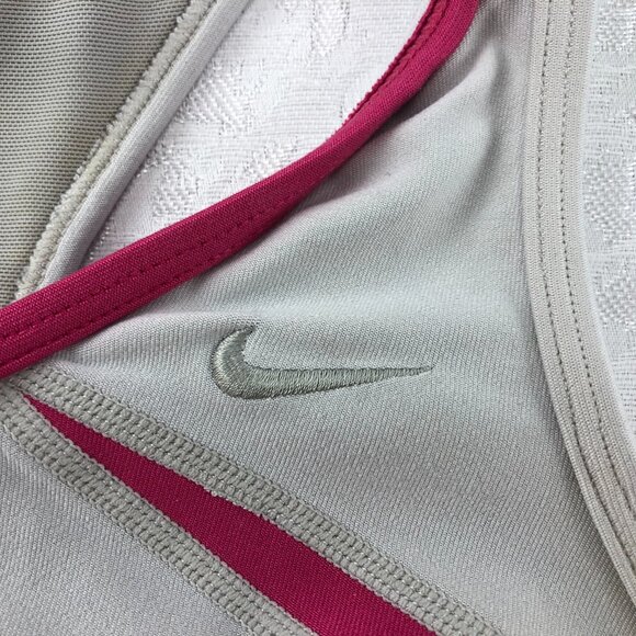 Nike Dri-Fit Racerback Sports Bra Gray with Pink Trim Size M - Picture 7 of 9
